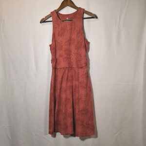 Kuhl Skyla Dress Womens Med Dark Dahlia Palm Leaf Print Sleeveless  Pockets